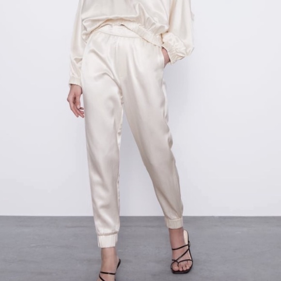 ZARA Satin Effect Joggers - Picture 15 of 16
